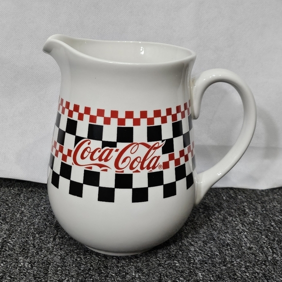 Vintage 8in 1996 Coca-Cola Pitcher by Gibson Checker Board Print - Picture 1 of 6